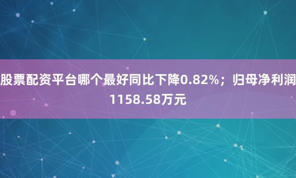 股票配资平台哪个最好同比下降0.82%；归母净利润1158.58万元